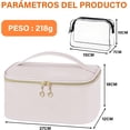 thumbnail image 4 of Cosmetiquera para Maquillaje Impermeable, Bolsa de Maquillaje Compartimento, Neceser Portátil, Cosmetiquera de Viaje Cuero Duradera Estuche, Bolsa PVC Transparente, Blanco, 4 of 4
