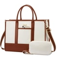 thumbnail image 1 of Bolsa para portátil LOVEVOOK para mujer, 15.6 pulgadas, trabajo y oficina, color beige, 1 of 8