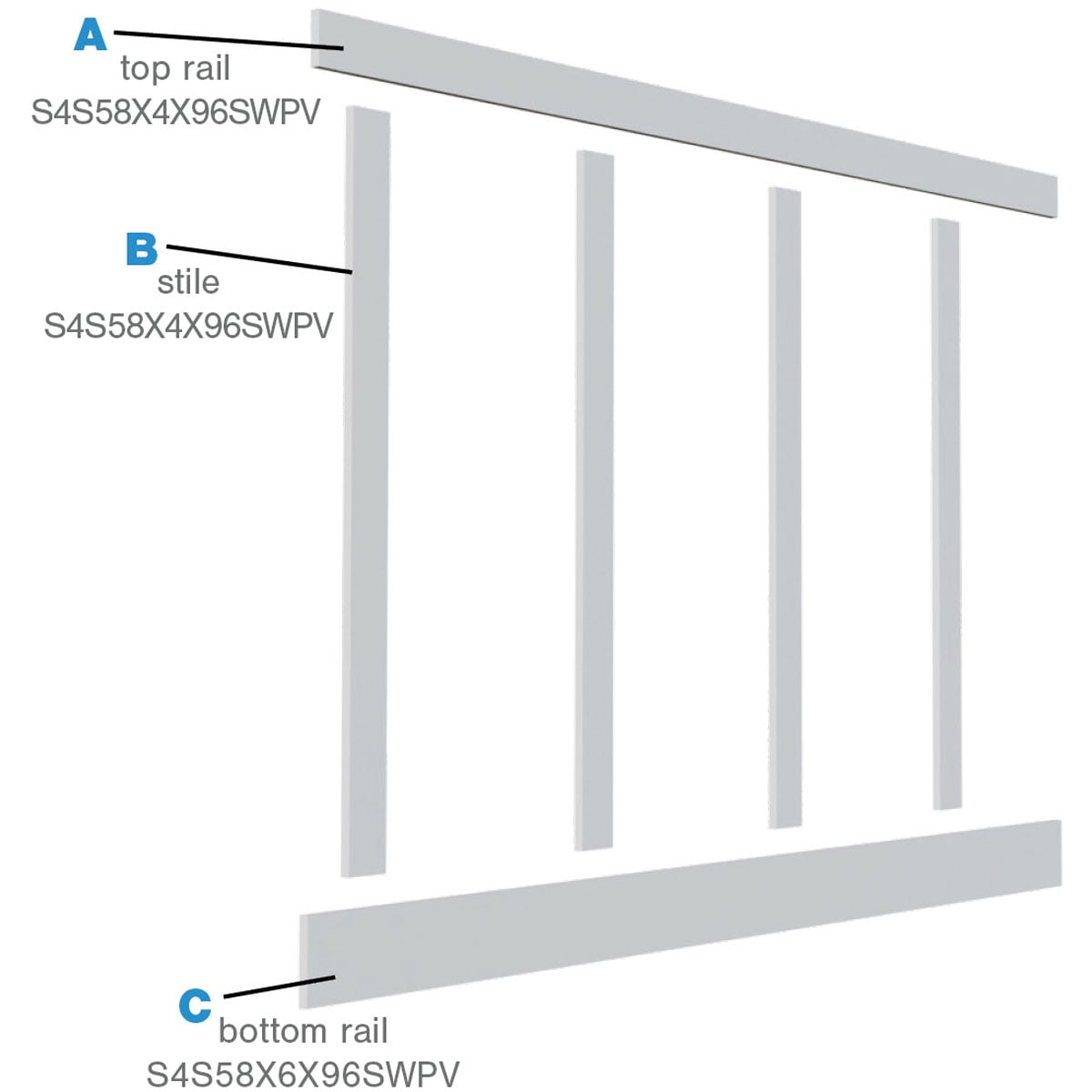 56" Height with 12" to 15" Wide Adjustable Wall Panels, Classic Shaker 8' PVC Wainscoting Kit, (for heights up to 56"H)