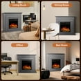 thumbnail image 2 of KISSAIR Electric Fireplace Mantel Wooden Surround Firebox, Free Standing Fireplace, with Remote Control, Adjustable LED Flame, 750W/1500W -Grey, 2 of 7