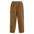 thumbnail image 4 of CQONEPT Women's Waffle Knit Sweatpants Baggy High Waisted Joggers Pant with Pockets Athletic Workout Lounge Fashion Trousers Brown M, 4 of 6