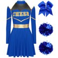 thumbnail image 3 of TiaoBug Women's School Musical Party Halloween Cheer Leader Costume Fancy Dress Uniform Outfit Blue S, 3 of 7