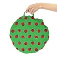 thumbnail image 2 of Entomology Round Floor Cushion with Handle, Cartoon Style Repetitive Ladybugs on a Meadow, Decorative Pillow for Living Room & Dorms, 18" Round, Fern Green Dark Coral, by Ambesonne, 2 of 4
