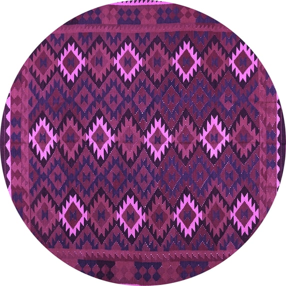Ahgly Company Indoor Round Oriental Purple Traditional Area Rugs, 4' Round
