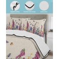 thumbnail image 3 of Quilts Queen Size Bedding Set, Watercolor Flowers Reversible Summer Quilt 3 Pieces, Retro Botanical Blooms Floral Butterfly Lightweight Bedspreads Coverlets with 2 Pillow Shams for All Seasons, 3 of 5