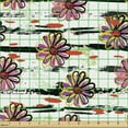thumbnail image 2 of Ambesonne Floral Fun Fabric by the Yard Upholstery, Colorful Daisies Drawing, 2 Yards, Pink Coconut Multicolor, 2 of 5