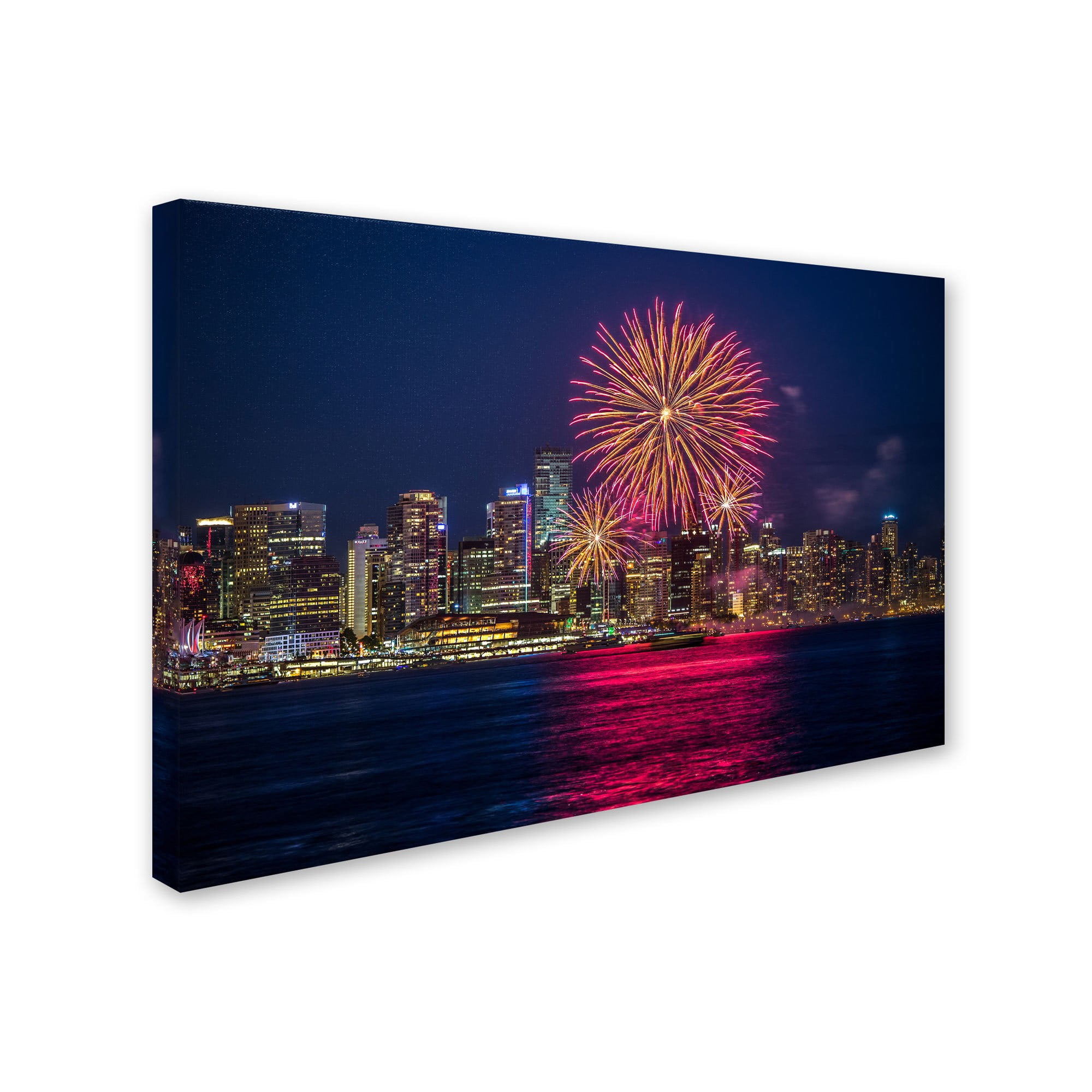 Trademark Fine Art "Vancouver Fireworks" Canvas Art by Pierre Leclerc