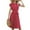 #2 Red Wine, variant on Womens Boho Polka Dot Print Belted Sundress Short Sleeve Pleated Swing Dress