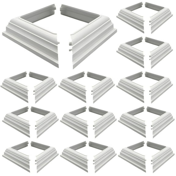 12 Pcs PVC Fence Post Caps, 4 x 4 in/10 cm x 10 cm Vinyl Column Wrap Covers, Split Design for Easy Installation, White, Ideal for Fencing, Mailboxes, and Lamp Posts