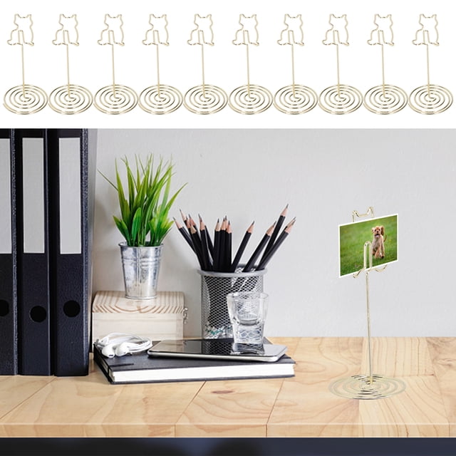 Suministros 10 Uds. Clip De Mesa Para Fotos De Gato Con Soporte, Notas Para Mensajes De Escritorio, Suministros De Oficina De Alambre De Hierro