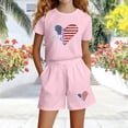 thumbnail image 4 of Amidoa Girls Summer 2 Piece Outfits Cute Floral Short Sleeve and Casual Shorts Kids Clothing Set Pink Size 3T, 4 of 5
