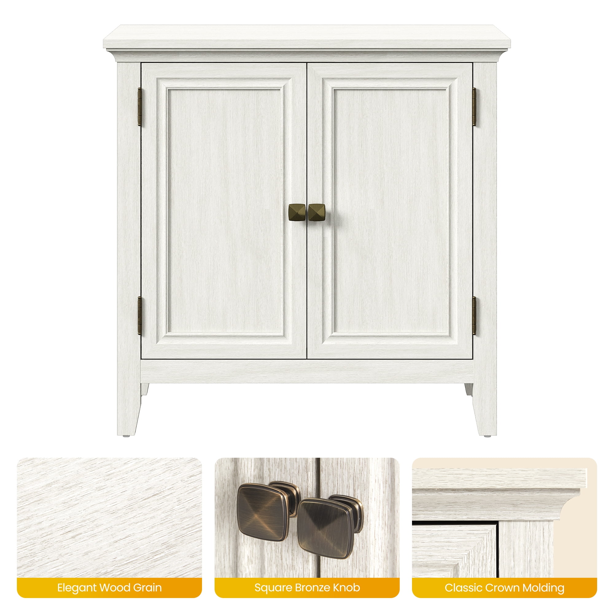 May in Color 2-Door Wood Buffet Cabinet, Bohemian Farmhouse Sideboard, for Entryway, Bedroom, Dining & Living Room, White
