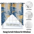 thumbnail image 3 of Abstract Blend Effect Swag Curtain Valance for Windows, Retro Blue Yellow Gradient Window Treatments Short Swag Topper for Kitchen Windows Bathroom Bedroom, 28"x36", 3 of 8