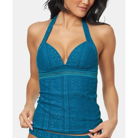 Jessica Simpson CAMEO Crochet Halter Tankini Swim Top, US X-Large