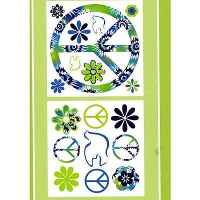 PEACE SIGNS FLOWERS Wall Decals Blue Green Room Decor Stickers Decorations 99793