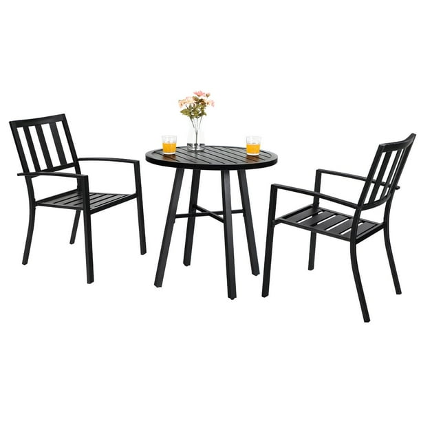 MF Studio Outdoor Patio Metal 3 Piece Dining Furniture Set Outdoor