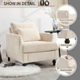 thumbnail image 4 of BISHE Mid Century Modern Armchair, Solid Wood Frame Accent Chair with Tufted Chenille Upholstery & Studded Details, Comfortable Lounge Chair for Living Room, Bedroom or Reading Nook, Beige, 4 of 7