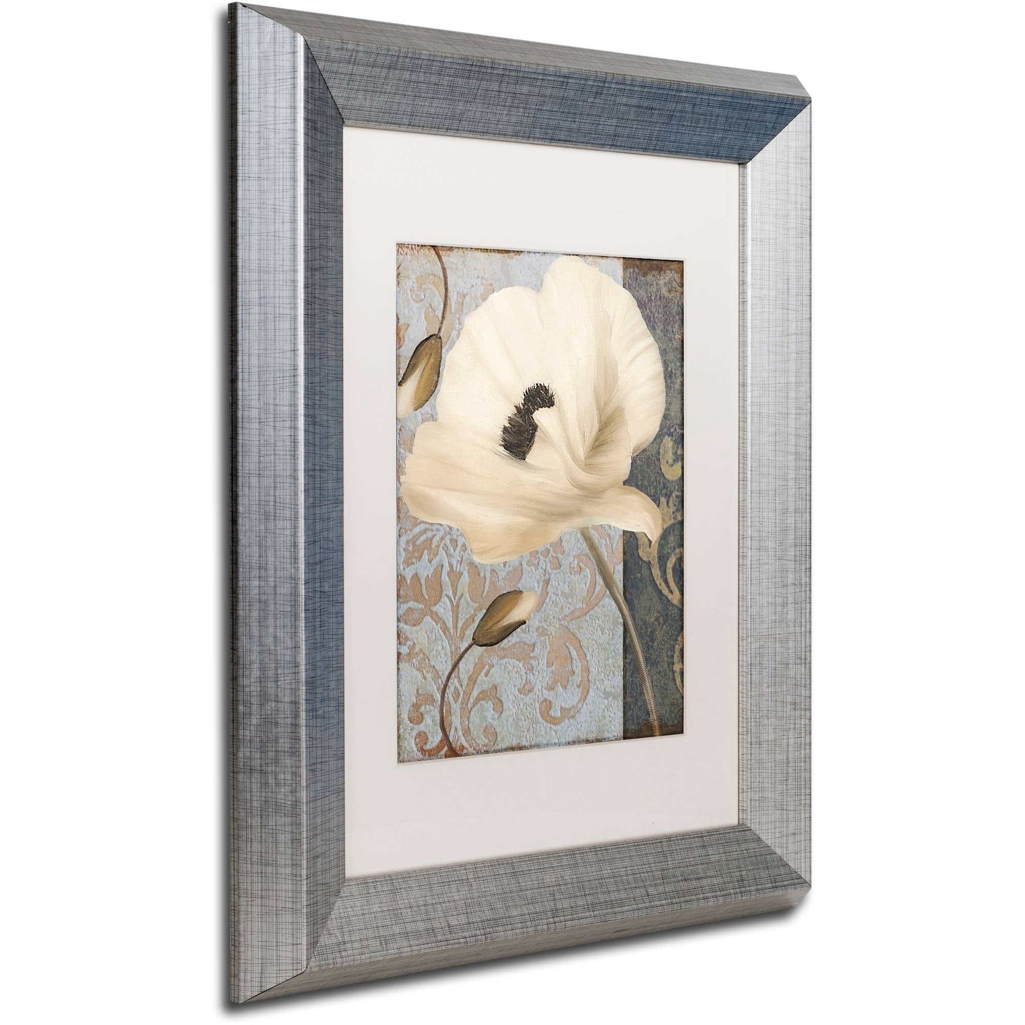 Trademark Fine Art "Poppy Brocade II" Canvas Art by Color Bakery White Matte, Silver Frame