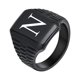 thumbnail image 1 of Anillo de dedo de acero inoxidable negro impermeable con letra personalizada A M S A Z, sello de inicial elegante para hombre, 1 of 4