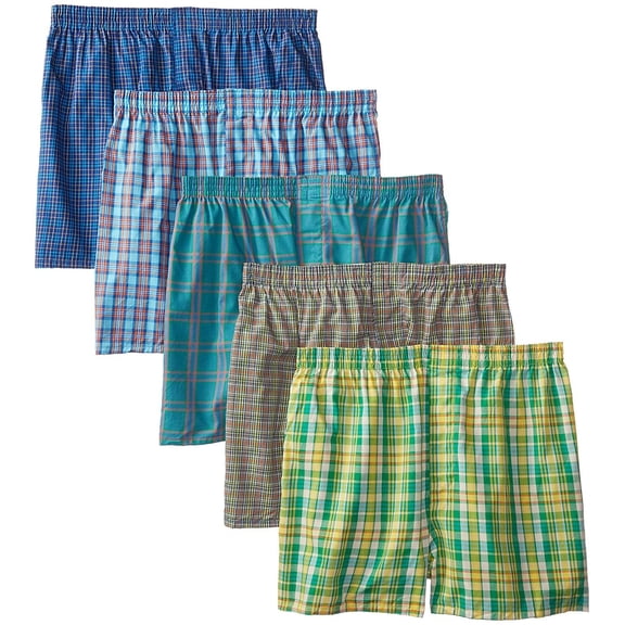 Fruit of the Loom Men's Woven Boxers , Small, Assorted, 5 Pack