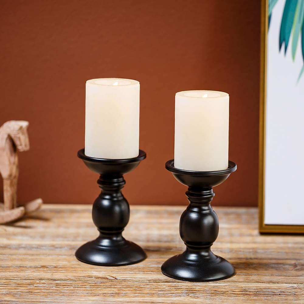 Pillar Candle Holders Set of 2 Gold/Silver/Bronze/Black Candlestick