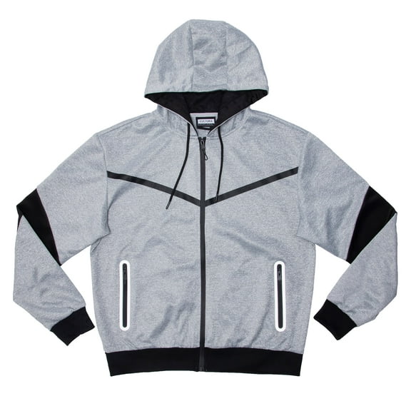 CULTURA SPORT Men's Active Fashion Hooded Fleece Sport Sweater For Gym Workout and Running, Athletic Hoodie Zipper , Heather Grey/Black - Pocket Zippers, 3X-Large