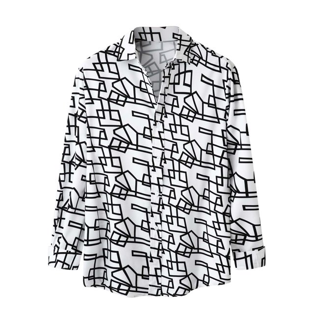 Top de camisa a rayas de manga larga con cuello levantado y bolsillo lateral único para otoño e invierno para hombre Pompotops oipoqjl50853