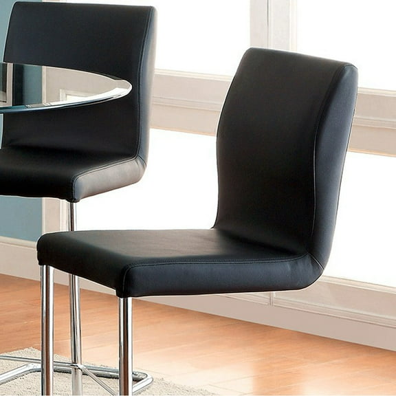 Lodia II Contemporary Counter Height Chair With Black Pu Set of 2 - Saltoro Sherpi