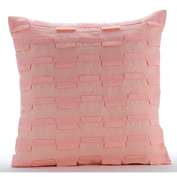 Funda de cojín para silla, cojines decorativos rosas, funda de cojín texturizada con pliegues en color liso, fundas de almohada de 45 x 45 cm (18 x 18 pulgadas), funda de almohada cuadrada de lino y