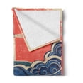 thumbnail image 2 of Lighthouse Soft Flannel Fleece Throw Blanket, Grungy Style Lighthouse Art Print Beam Waves Sea Swirls Nautical Theme, Cozy Plush for Indoor and Outdoor Use, 70" x 90", Blue Coral White, by Ambesonne, 2 of 5