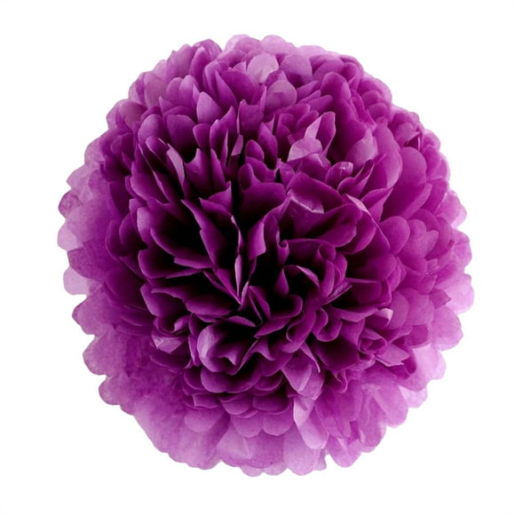 Inteprter 1 Uds. Conjunto de bolas de papel púrpura de 7,8 pulgadas con pompón para fiesta de cumpleaños pañuelos colgantes flores bolas de Kits de decoración para fiestas Púrpura 7.8 pulgadas