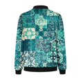thumbnail image 5 of JURANMO Christmas Clearance Womens Ethnic Print Bomber Jackets Lightweight Zip Up Long Sleeve Flight Jacket Casual Loose Varsity Coats Fall Outfits with Pockets Sky Blue M, 5 of 6