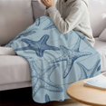 thumbnail image 3 of Navy Blue Starfish Blanket Soft Cozy Warm Throw Blanket for Couch, Plush Fuzzy Flannel Fleece Blankets for Sofa, Coastal Ocean Summer Sea Nautical Bed Blankets Lightweight Gifts for Women, 50"x60", 3 of 9