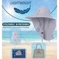thumbnail image 4 of UPF 50+ Sun Protection Hat for Women's Adult UV Solar Protection Wide Brim Outdoor Beach Fishing Bucket Bonnie Cap Visor with Neck Flap Breathable Mesh Lightweight Foldable Windproof A Light Grey, 4 of 5