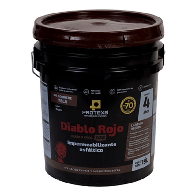 impermeabilizante asfáltico diablo rojo 4 años negro 19 l