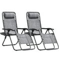 thumbnail image 2 of Homall Outdoor Zero Gravity Chair Patio Recliner Chaise Lounge with Adjustable Headrest and Tray for Storage, Pack of 2,Double Gray, 2 of 7