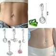 thumbnail image 2 of K-KED 1Pc Cartilage Clip Fashion Body Piercing Fake Belly Button Navel Ring Women Gift-Silver E, 2 of 9
