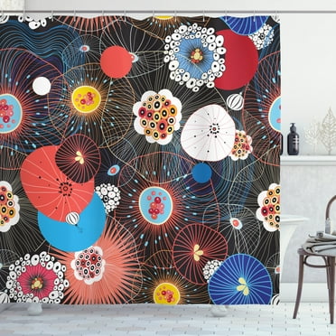 Ambesonne Fine Art Shower Curtain, Psychedelic Floral Pattern, 69"Wx70"L, Multicolor
