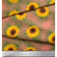 thumbnail image 2 of Soimoi Rayon Crepe Fabric Leaves & Sunflower Floral Fabric Prints by Yard 46 Inch Wide, 2 of 3