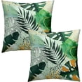 thumbnail image 3 of Tropical Green Leaf Throw Pillow Covers 18x18 Inch Set of 2 Palm Leaves Couch Pillow Case Summer Outdoor Decorative Pillowcase for Patio Bedroom Living Room, 3 of 8
