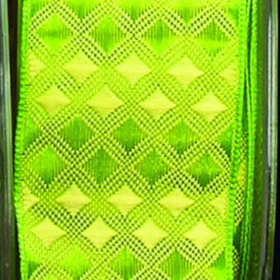 The Ribbon People Green and Yellow Geometric Wired Craft Ribbon 1.5" x 27 Yards