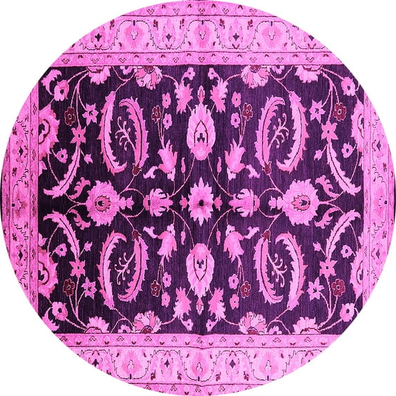 Ahgly Company Indoor Round Oriental Pink Traditional Area Rugs, 5' Round