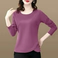 thumbnail image 2 of Hueook Womens Tops Women Solid Color Casual Long Sleeved T-shirt Lace Purple XL, 2 of 3