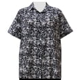 thumbnail image 1 of A Personal Touch Women's Plus Size Short Sleeve Button-Up Print Blouse with Shirring - Black & White Floral Garden - 5X, 1 of 3