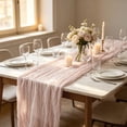 thumbnail image 2 of chaungfeng Light Pink Cheesecloth Table Runner,35 x 71 inch Gauze Table Runners,Semi Sheer Cheese Cloth Fabric Table Runner for Wedding,Party,Bridal Shower Decoration, 2 of 7