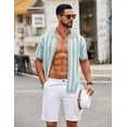 thumbnail image 2 of COOFANDY Men's Knit Shirts Short Sleeve Button Down Polo Shirt Striped Casual Summer Beach Shirts, 2 of 6