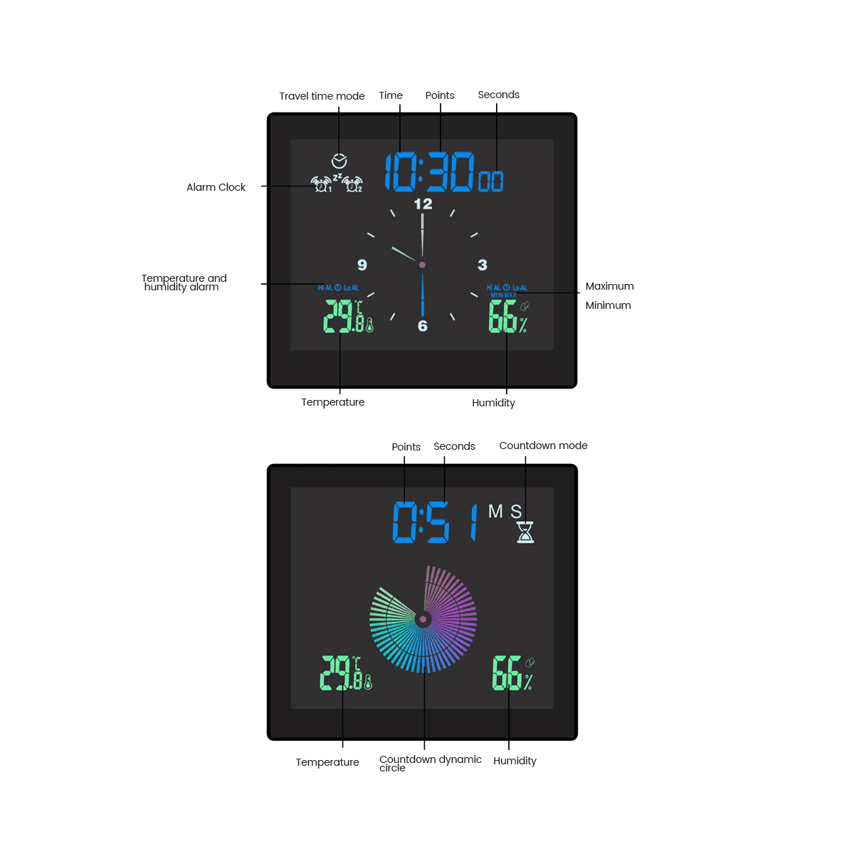 Bathroom Waterproof Wall Clock Shower Clocks Timer Digital Electronic Wall Clock Kitchen Washroom Time Black