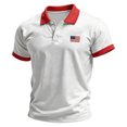 thumbnail image 2 of GrmtClth Men's American Flag Polo Shirt 2026 Summer Collared Shirts Breathable Tops Color Block Button Up Short Sleeve Dressy Golf Polos White S, 2 of 4