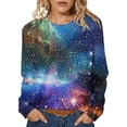 thumbnail image 4 of IWRICH Women's Long Sleeve Crew Neck T Shirts Space Printed Tees Causal Fashion Rave Clothes 04-Purple L, 4 of 4