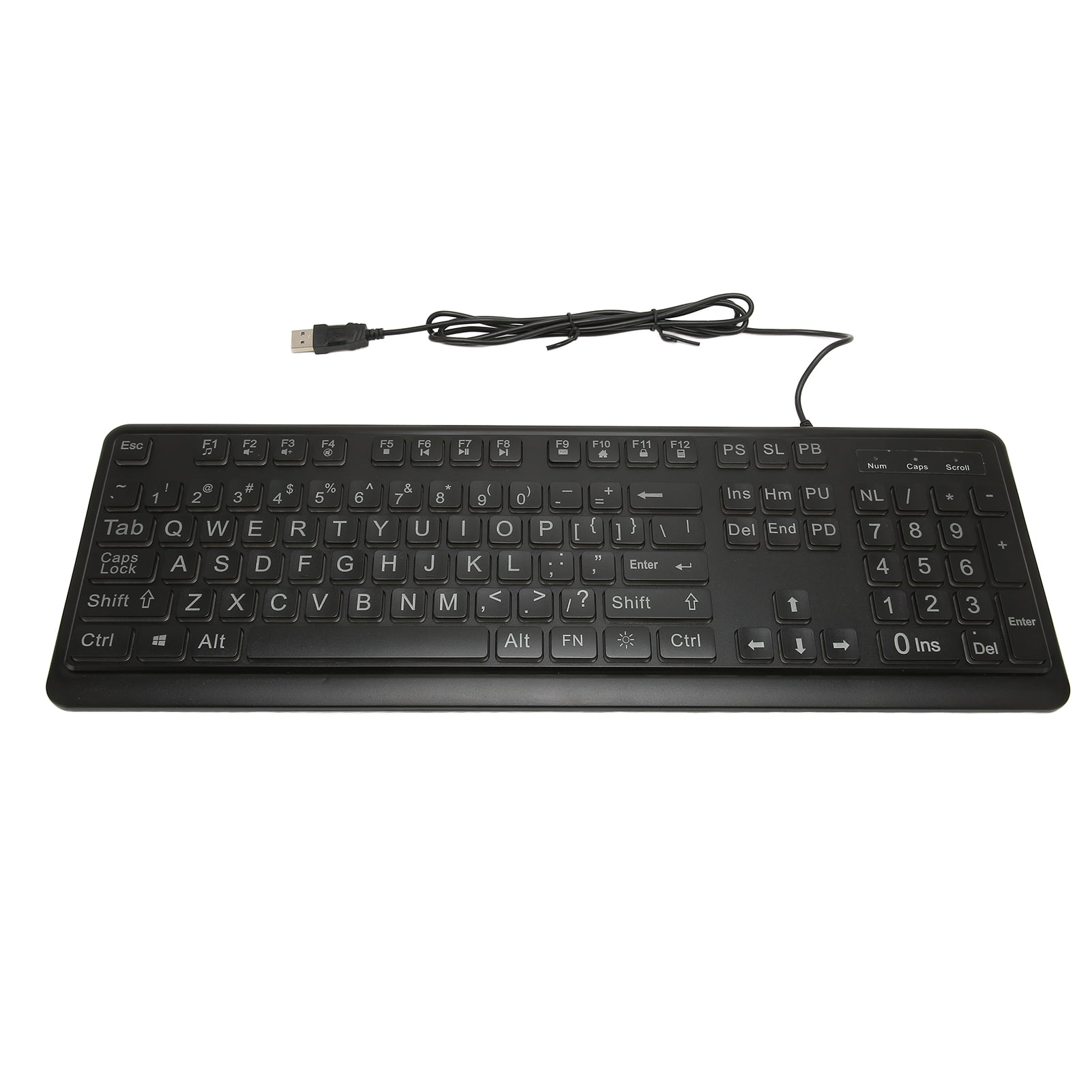 Fyydes Large Print Keyboard Large Bold Letters 104 Keys Standard Full Size USB Wired White LED Backlit Computer Keyboard,Large Print Keyboard,Lighted Keyboard
